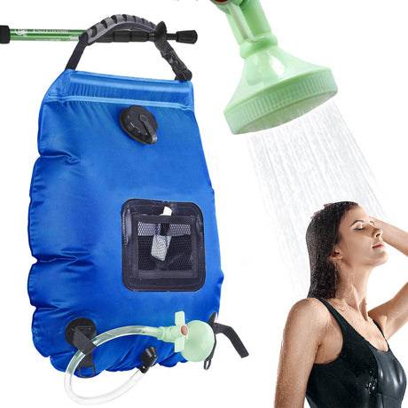 HISFFOG Solar Portable Shower Bag 5 Gal/20L Solar Heating Camping Shower Bag with Removable Hose&On-Off Switchable Shower Head Compact Camping Shower for Camping Hiking Traveling Beach Swimming