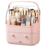 HBlife Makeup Organizer Waterproof & Dustproof Cosmetic Storage Fully Open Lid Makeup Display Box Skincare Organizer for Bathroom Countertop Vanity Pink