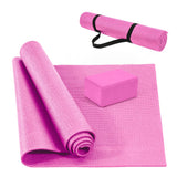 Fitvids All Purpose 0.25 Inch Thick High Density No Tear Exercise Yoga Mat with Strap & Lightweight Features for Indoor & Outdoor Use Pink