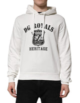 Dolce & Gabbana White Cotton DG ROYAL Print Hooded Sweater