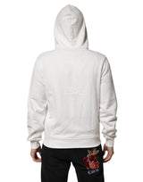 Dolce & Gabbana White Cotton DG ROYAL Print Hooded Sweater