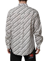 Dolce & Gabbana White Striped Long Sleeves Men Formal Shirt