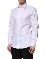 Dolce & Gabbana White Cotton GOLD Long Sleeve Men Dress Shirt