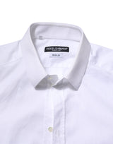 Dolce & Gabbana White Cotton GOLD Long Sleeve Men Dress Shirt