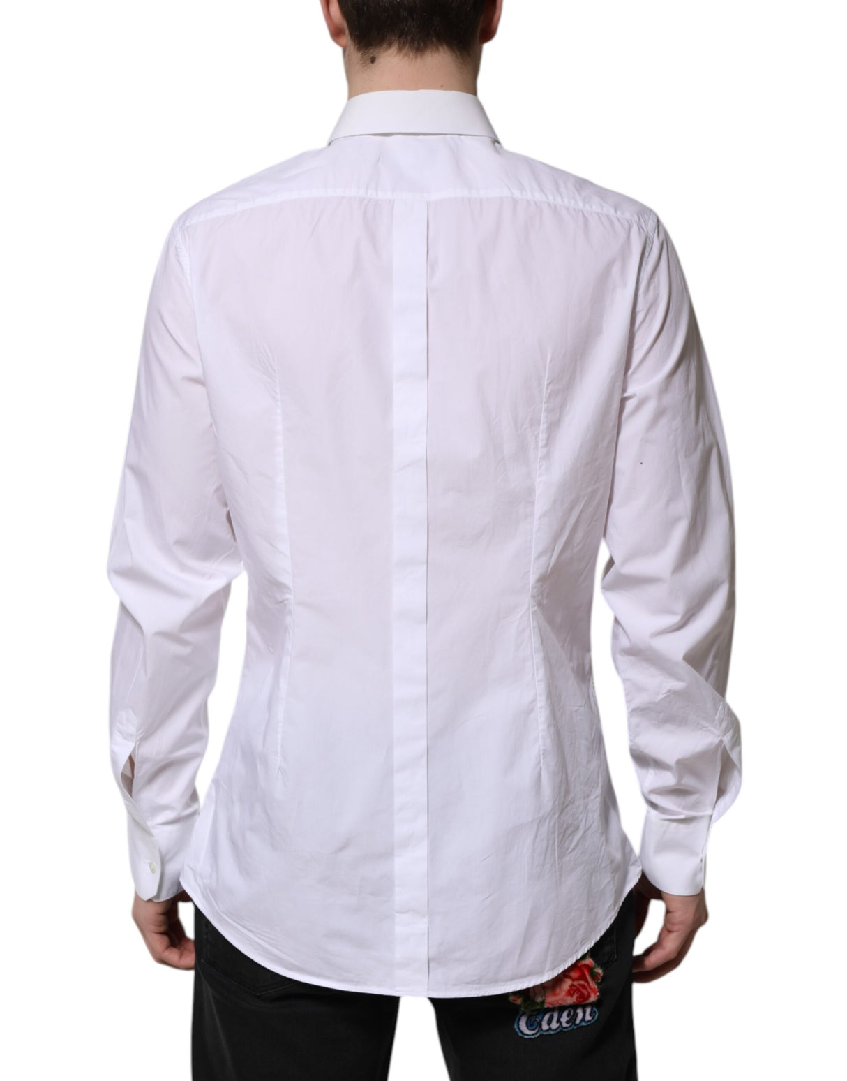 Dolce & Gabbana White Cotton GOLD Long Sleeves Dress Shirt