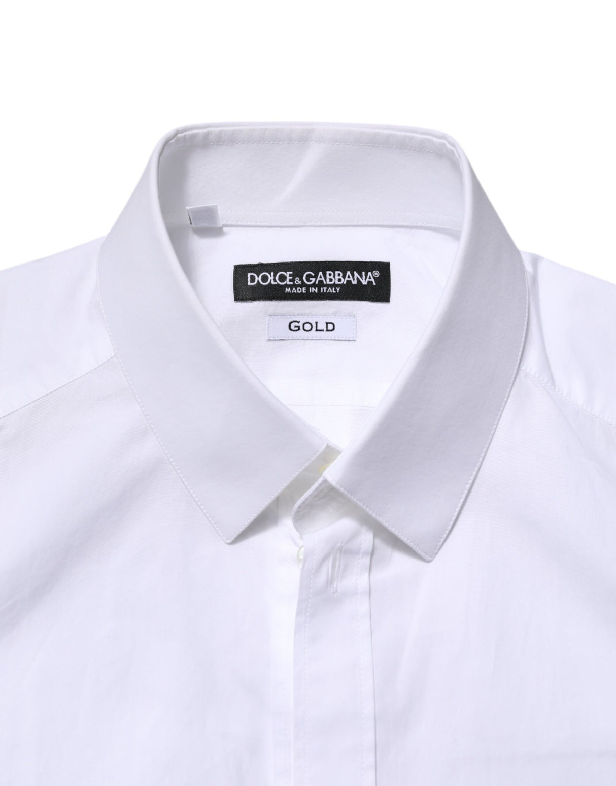 Dolce & Gabbana White Cotton GOLD Long Sleeve Men Dress Shirt