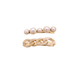 Trendy Pearl Chain Hair Clip Set - Korean Hair Accessories