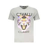 Cavalli Class Grigio Cotton Men T-Shirt
