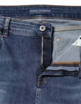 Dolce & Gabbana Blue Washed Cotton Low Waist Denim Jeans