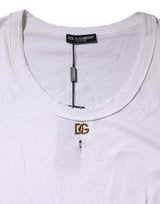 Dolce & Gabbana White Cotton Sleeveless Round Neck Tank Top