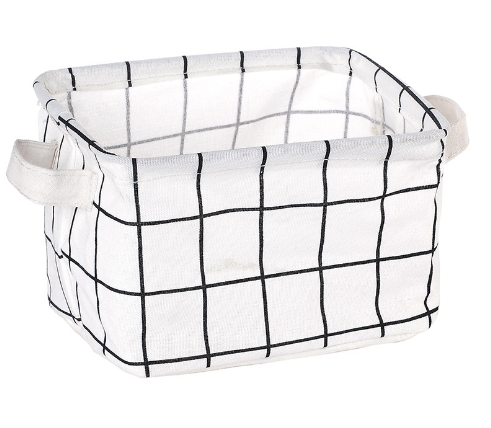 Desktop Makeup Organizer Storage Box with Linen Basket