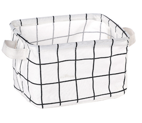 Desktop Makeup Organizer Storage Box with Linen Basket