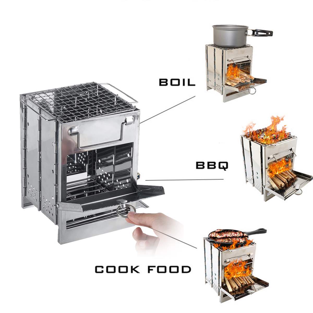Square Outdoor Mini BBQ Grill for Camping and Picnics