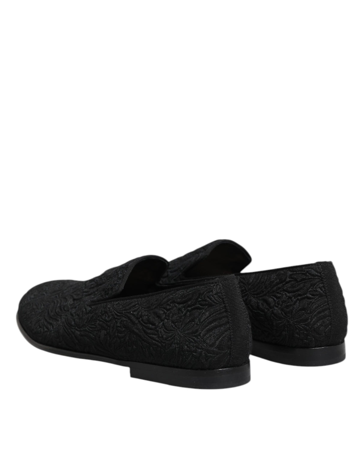 Dolce & Gabbana Black Jacquard Slip On Loafers Formal Shoes