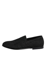 Dolce & Gabbana Black Jacquard Slip On Loafers Formal Shoes