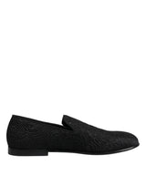 Dolce & Gabbana Black Jacquard Slip On Loafers Formal Shoes
