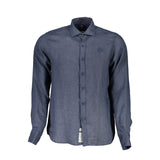 La Martina Blu Linen Men Shirt