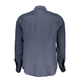 La Martina Blu Linen Men Shirt
