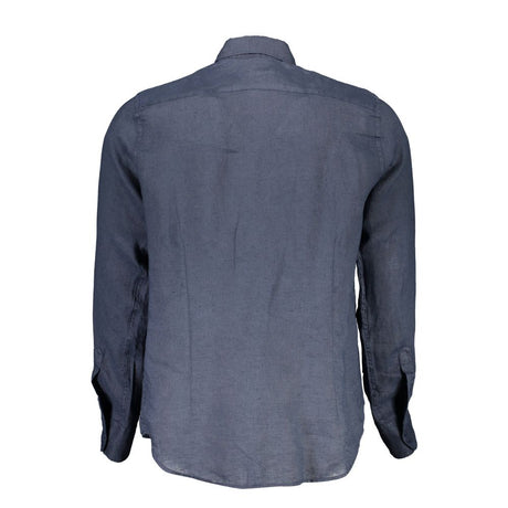 La Martina Blu Linen Men Shirt