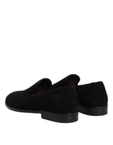 Dolce & Gabbana Black Suede Slip On Loafers Formal Shoes