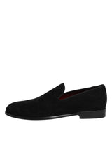 Dolce & Gabbana Black Suede Slip On Loafers Formal Shoes
