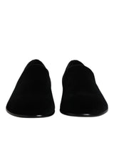 Dolce & Gabbana Black Velvet Slip On Loafers Formal Shoes