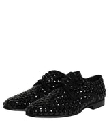 Dolce & Gabbana Black Suede Strass Derby Formal Shoes