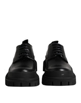 Dolce & Gabbana Black Leather Lace Up Derby Men Dress Shoes