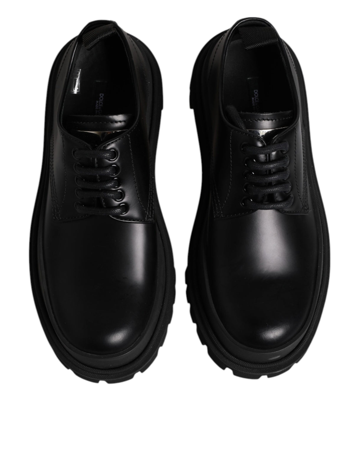 Dolce & Gabbana Black Leather Lace Up Derby Men Dress Shoes