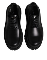Dolce & Gabbana Black Leather Lace Up Derby Men Dress Shoes