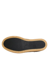 Dolce & Gabbana Brown White Calfskin Leather Loafers Shoes