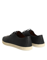 Dolce & Gabbana Black Leather Bee Crown Low Top Sneakers Shoes