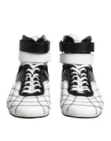 Dolce & Gabbana Black White Leather High Top Sneakers Shoes