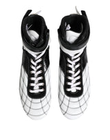 Dolce & Gabbana Black White Leather High Top Sneakers Shoes