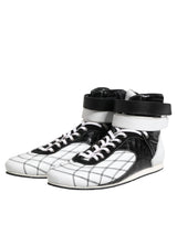 Dolce & Gabbana Black White Leather High Top Sneakers Shoes