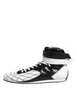 Dolce & Gabbana Black White Leather High Top Sneakers Shoes
