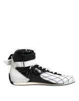 Dolce & Gabbana Black White Leather High Top Sneakers Shoes