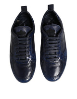 Dolce & Gabbana Dark Blue Leather Low Top Men Sneakers Shoes