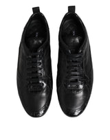 Dolce & Gabbana Black Exotic Leather Low Top Sneakers Shoes