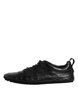Dolce & Gabbana Black Exotic Leather Low Top Sneakers Shoes