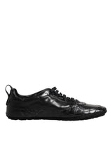 Dolce & Gabbana Black Exotic Leather Low Top Sneakers Shoes