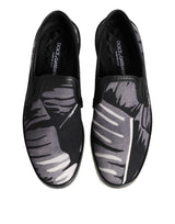 Dolce & Gabbana Black Tropical Slip On Men Sneakers Shoes