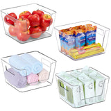 vacane 4 Pack Plastic Open Front Storage Bins Clear Storage Container Bins Pantry Organizer Bins Kitchen Organization Cabinet Organizers Bathroom Organization Refrigerator Organizer Bins