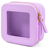FFpaw Clear Makeup Bag Small Makeup Bag TSA Approved Toiletry Bag Cosmetic Travel Bag Cute Makeup Bag Organizer Makeup Case Pouch Car Essentials for Women Men (Mini Purple)