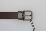 Dolce & Gabbana Blue Perforated Leather Gray Buckle Belt