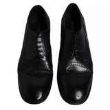 Dolce & Gabbana Dark Blue Leather Derby Wingtip Formal Shoes