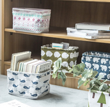 Desktop Makeup Organizer Storage Box with Linen Basket