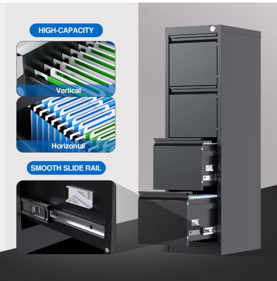 4 Drawer File Cabinet, Metal Vertical File Storage Cabinet With Lock