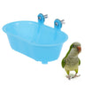 POPETPOP Bird Bath with Mirror Toy - Bird Bath for CageParakeet Bird Bath Tub for Budgie Parakeet Cockatiel Conure Lovebird Finch Canary Cage Shower Bathing Tub Food Feeder Bowl