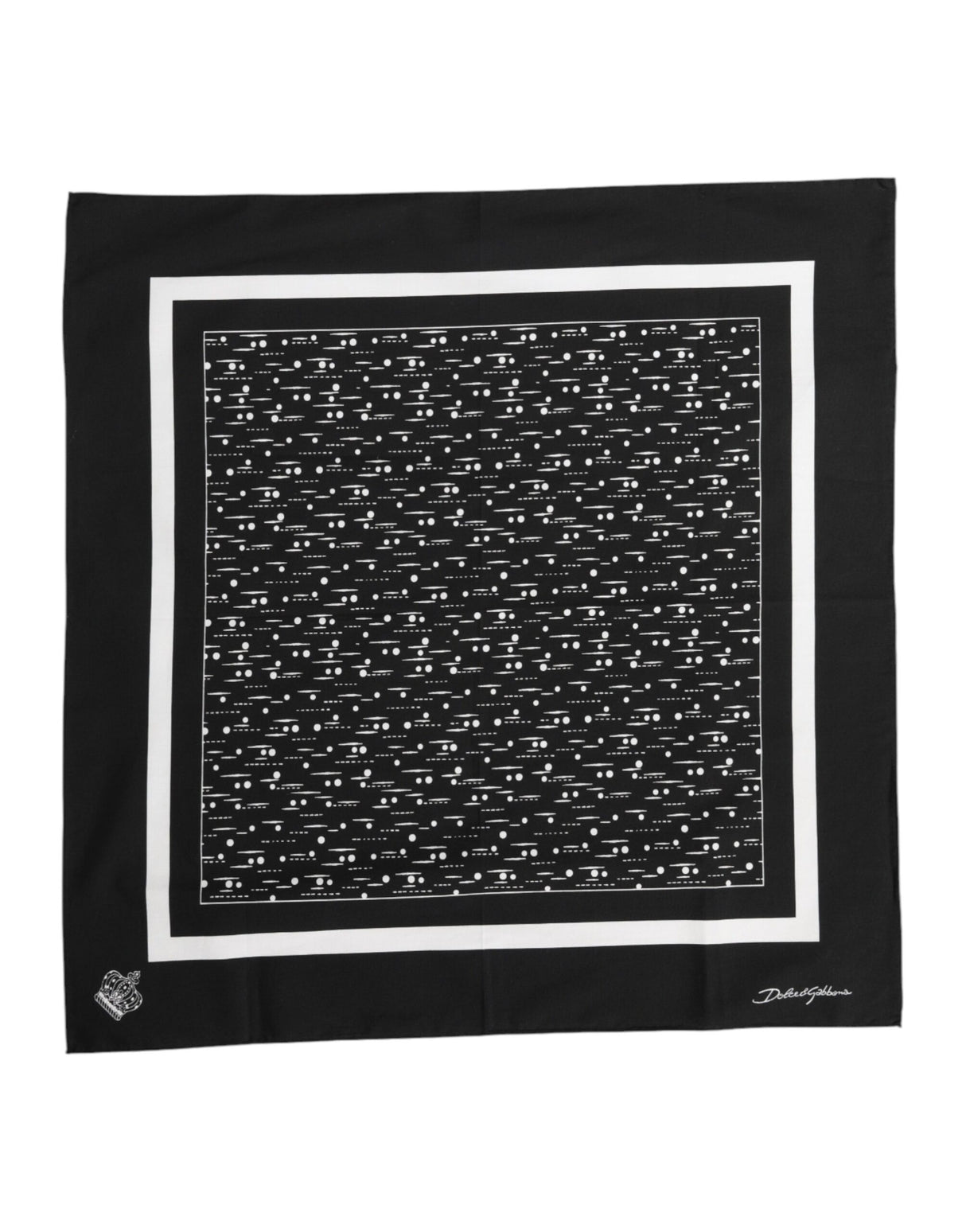 Dolce & Gabbana Black White Printed Square Foulard Scarf